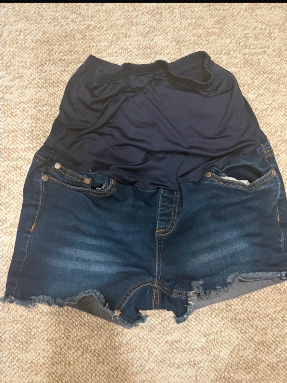 Oh! Mamma Navy and Dark Blue Maternity Denim Shorts
